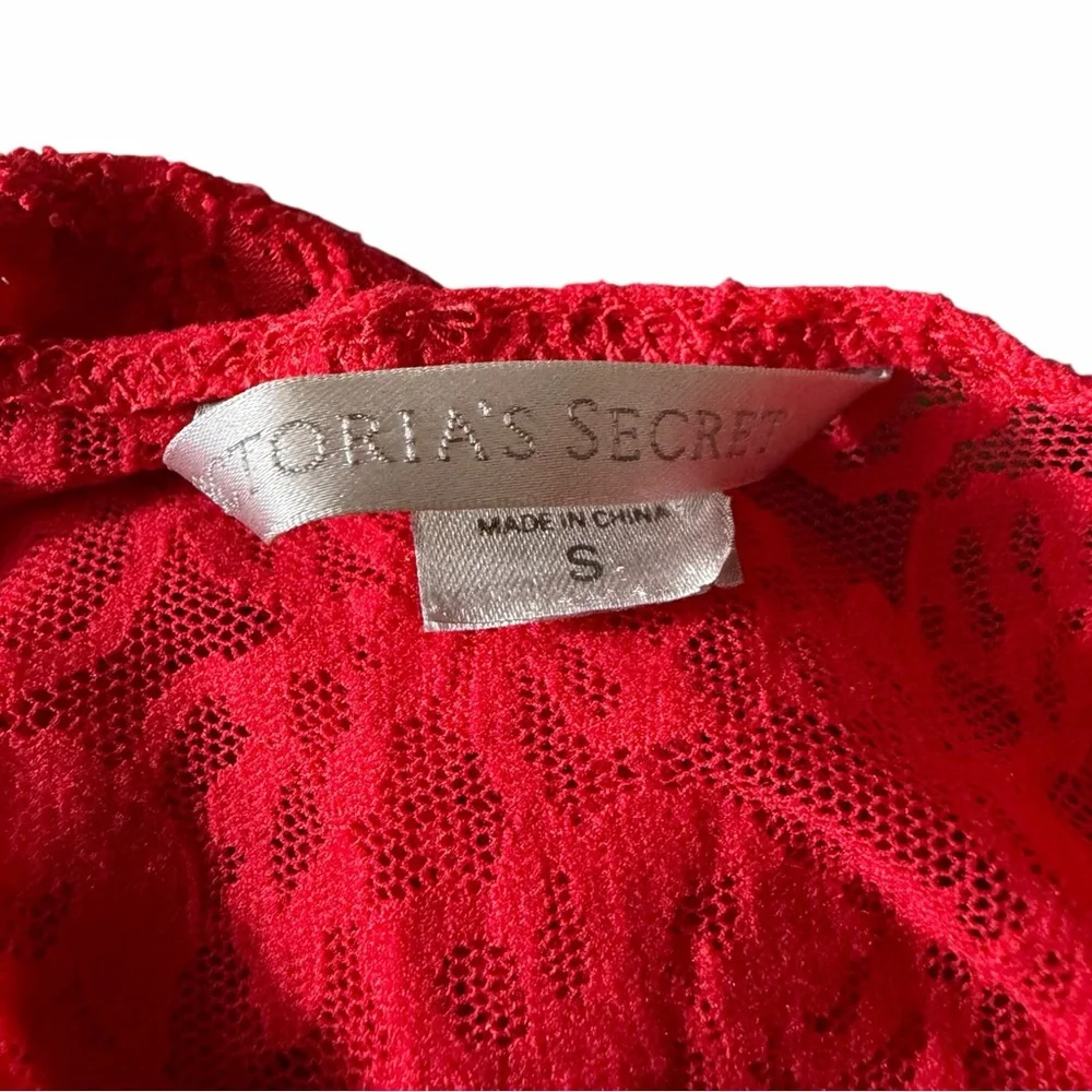 Victorias Secret Vintage Y2K Red Sheer Floral Lace Bodycon Mini Slip Dress Small